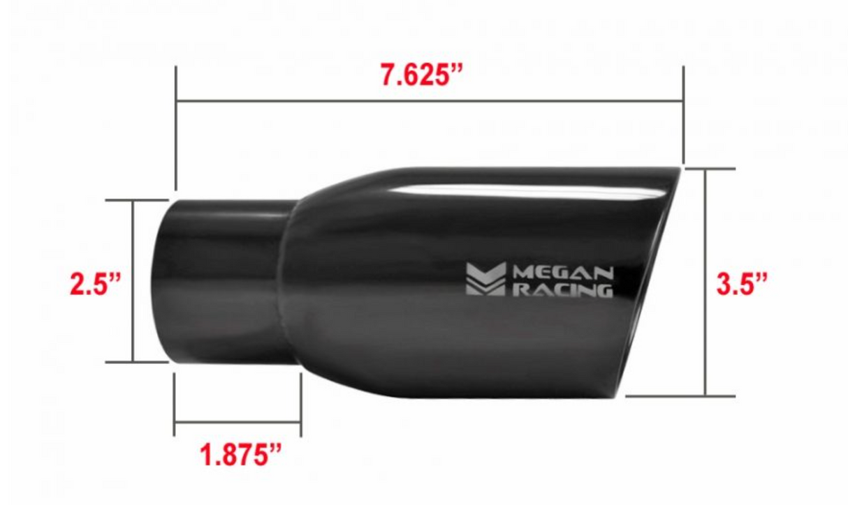 Megan Racing® Universal Exhaust Black Chrome 2.5