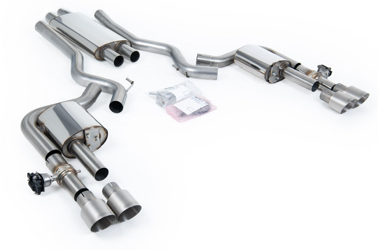 Milltek® Ford Mustang EcoBoost S650 304SS 3" Valved/Resonated Cat-Back Exhaust with Quad 4" OD Tips
