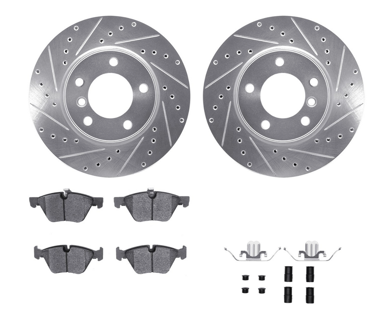 R1 Concepts® (13-21) Range Rover Turbo I6 MHEV Front/Rear Drilled Slotted Brake Kit with Optimum OEp Pads