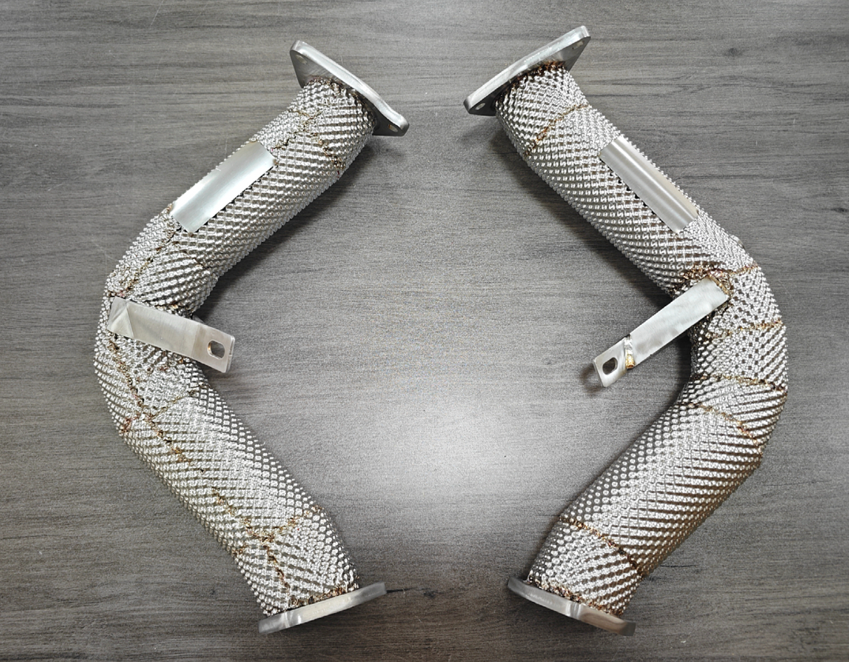Kingman Speed® (16+) Audi S4/S5/A6/A7/A8/Q5/SQ5 304SS 3" Catless Exhaust Downpipe with Heat Wrap Layer