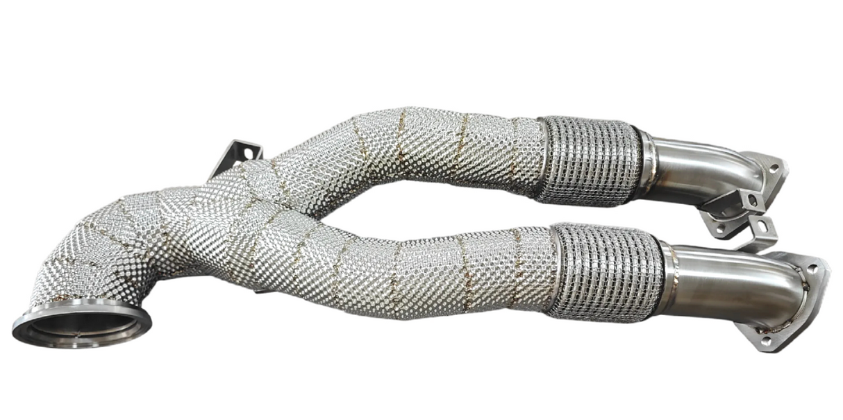 King Racing® (15-23) Audi TTRS/RS3 2.5L 304SS 3" Catless Exhaust Downpipes with Heat Wrap Layer
