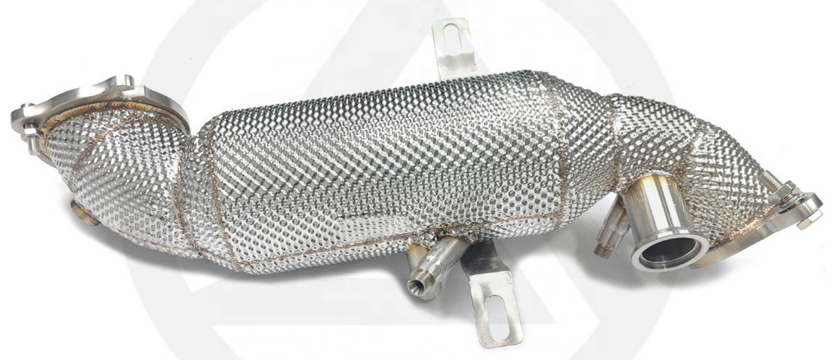 King Racing® (16+) Alfa Romeo Giulia/Stelvio 2.0L 304SS 3" Catted Downpipe with Heat Wrap Layer