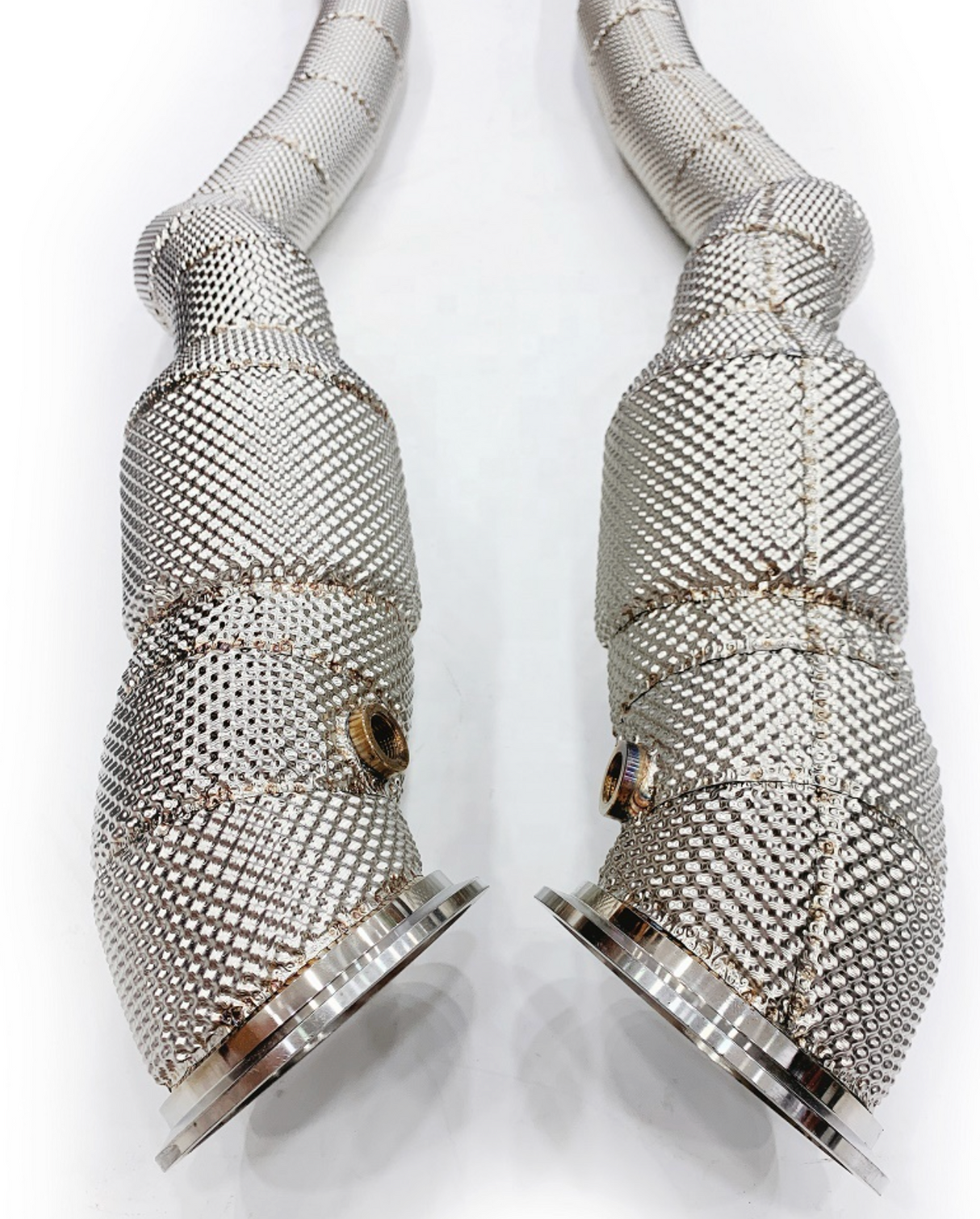 King Racing® (17-24) Ferrari 812 Superfast 304SS 3" Catless Exhaust Down Pipes with Heat Wrap Layer