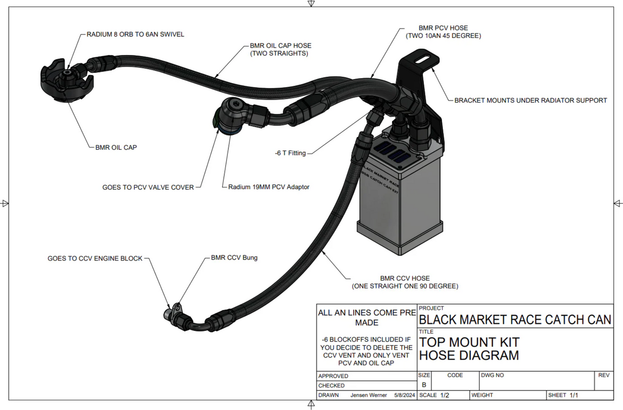 Black Market Race BMW GEN 2 B58B30 Oil Catch Can Kit