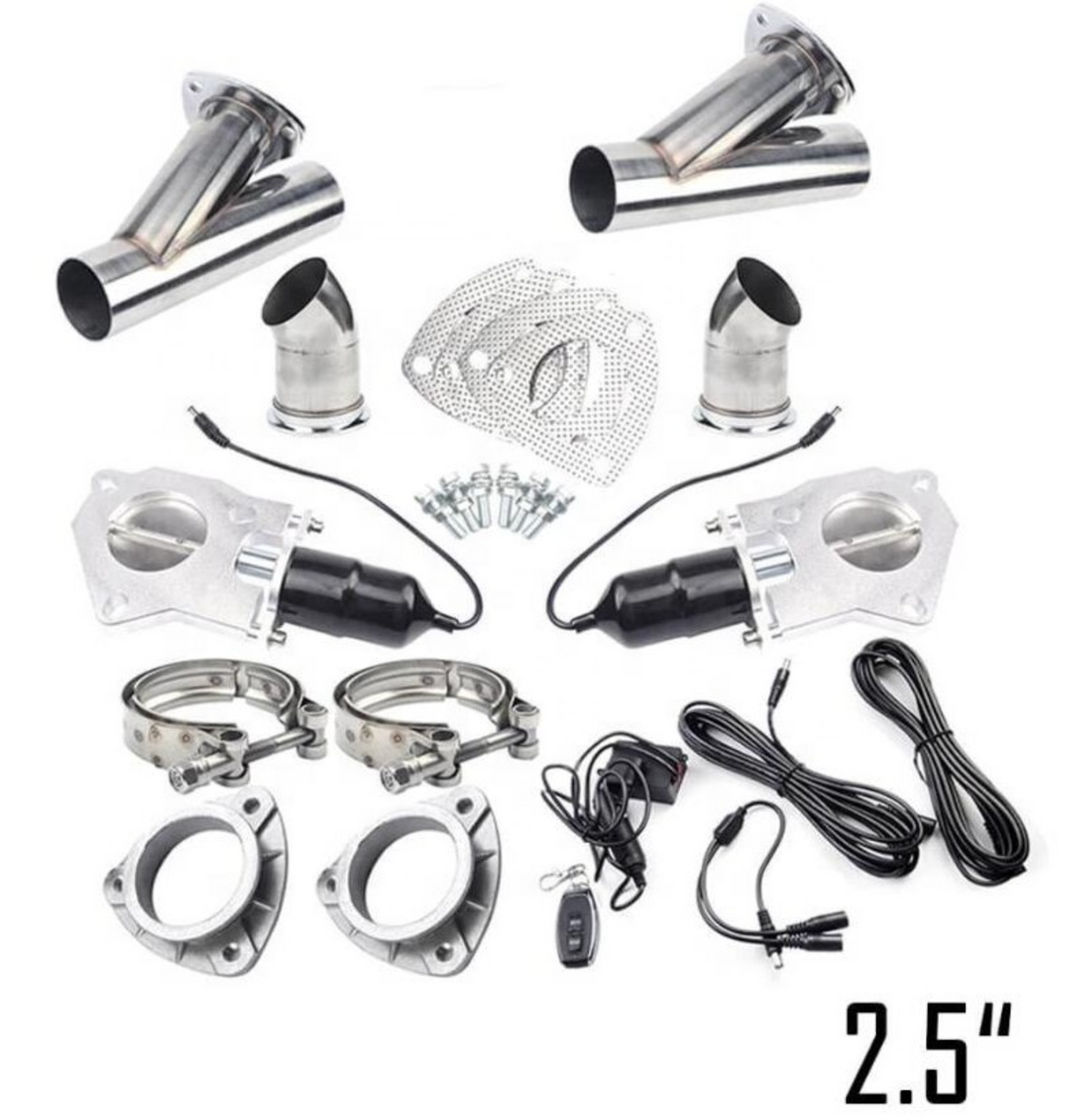 King Racing® 2.5" Dual Electric Exhaust Cutout Kit with Remote Switch