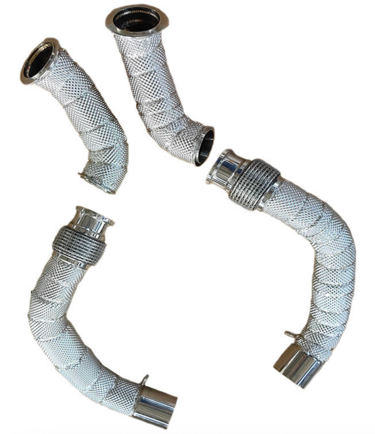 Kingman Speed® (17-23) BMW M5 F90 S63B44 304SS 3" Catless Downpipes with Heat Wrap Layer
