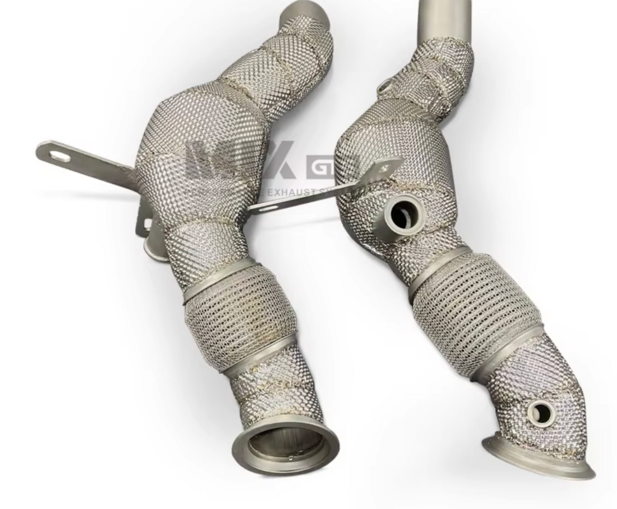 Kingman Speed® (19-23) Ferrari F8 Tributo/Spider 3.9L F154 Exhaust Down Pipes with Heat Wrap Layer