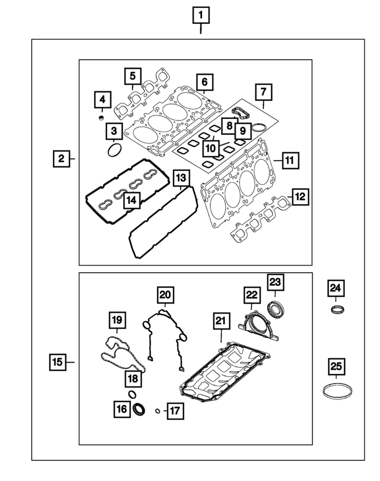 Mopar® #68294132AB (09-23) GEN III HEMI 5.7L VVT/MDS Long Block Engine Gasket Kit