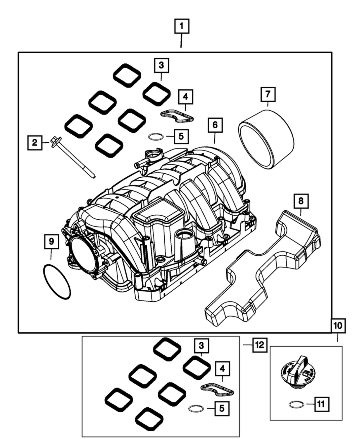 Mopar® #68545089AA (19+) GEN III HEMI 5.7L/6.4L VVT/MDS Intake Manifold Gasket Kit