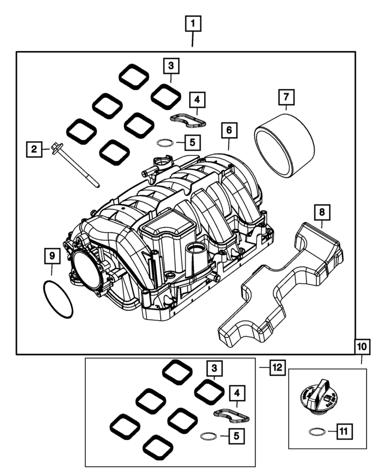 Mopar® #68545089AA (19+) GEN III HEMI 5.7L/6.4L VVT/MDS Intake Manifold Gasket Kit