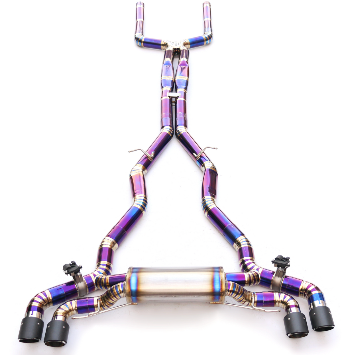18-23 BMW M5 F90 S63B44 Purple Titanium Cat-Back Exhaust with Quad 4" OD Tips