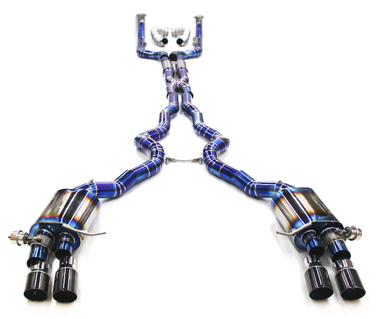 11-16 BMW M5 F10 S63B44 Blue Titanium Cat-Back Exhaust with Quad 4" OD Tips