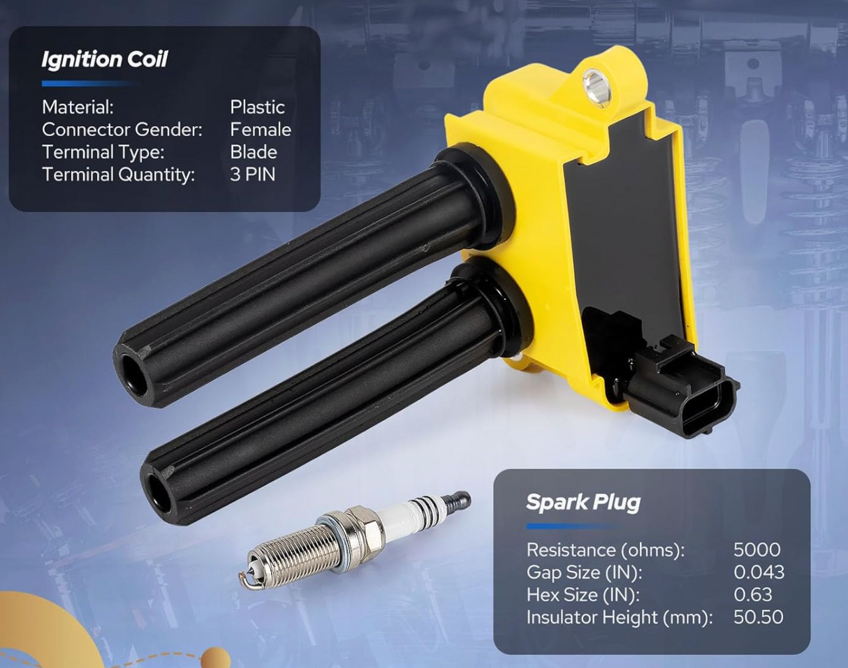 Kingman Speed® OE GEN III HEMI Yellow Ignition Coils with Iridium Spark Plugs (3-Pin / 8-Pack)