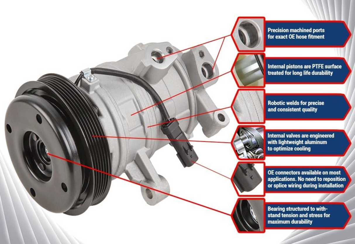 GEN III HEMI 5.7L/6.4L VVT AC Compressor with Clutch (68202994AC)