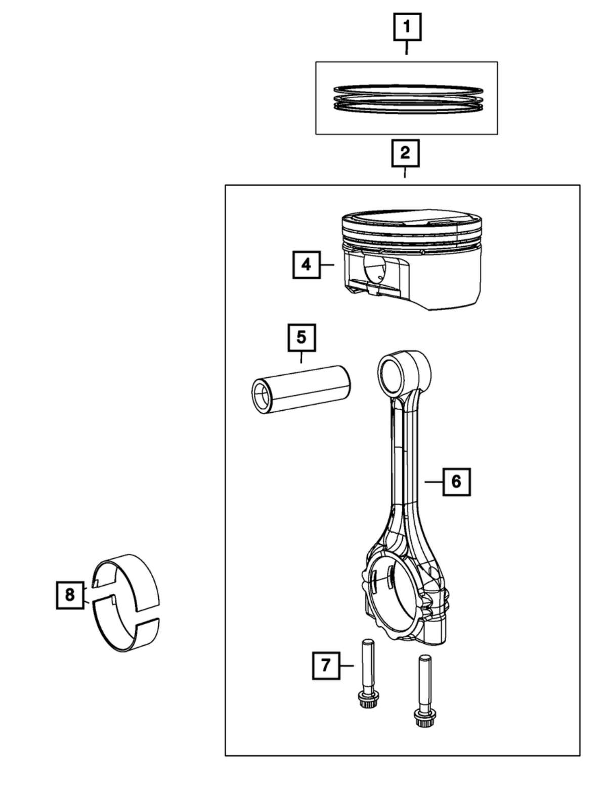 Dodge/Jeep/Ram 3.6L OEM Engine Cylinder Piston & Connecting Rod