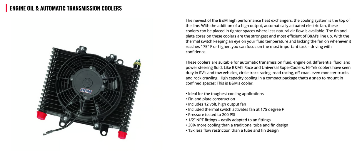 BM® #70291 (07-18) Jeep Wrangler JK Automatic Hi-Tek Transmission Cooler
