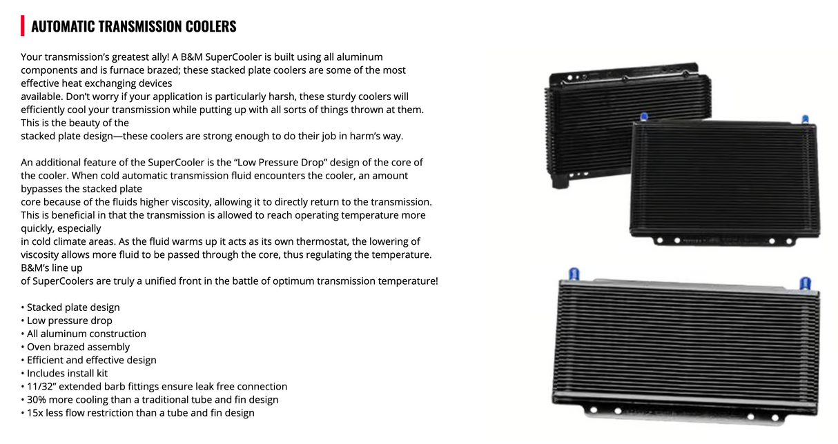 BM® #70291 (07-18) Jeep Wrangler JK Automatic Hi-Tek Transmission Cooler