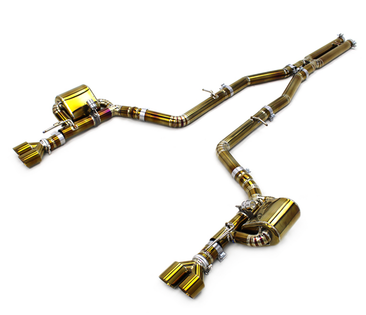 King Racing® (15-23) Dodge Challenger SRT Gold Titanium 3" Valved Cat-Back Exhaust with Quad 4" OD Tips