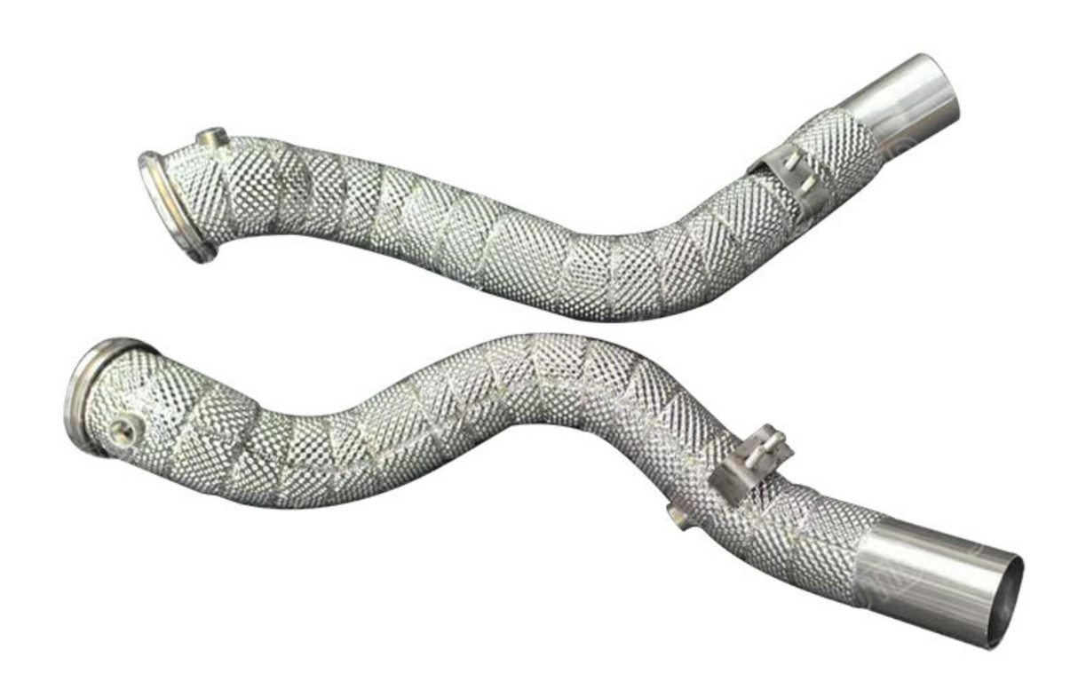 Kingman Speed® (13-23) Maserati Quattroporte M156 3.8L 304SS Catless Down Pipes with Heat Wrap Layer