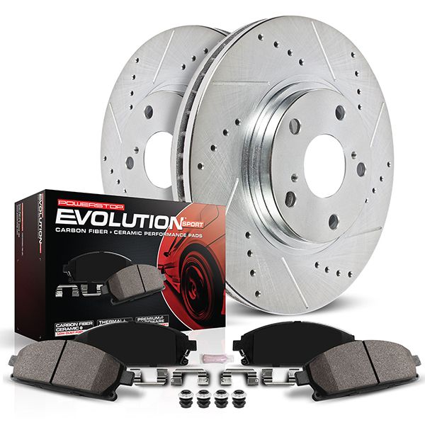 Power Stop® (15-23) Mopar SRT 1-Click Z23 Evolution Sport Drilled/Slotted Brake Kit (6-Piston Front Calipers)