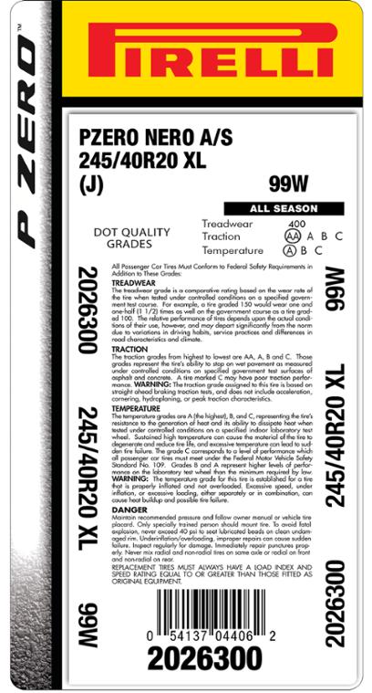 Pirelli® P ZERO NERO™ ALL SEASON 245/40R20