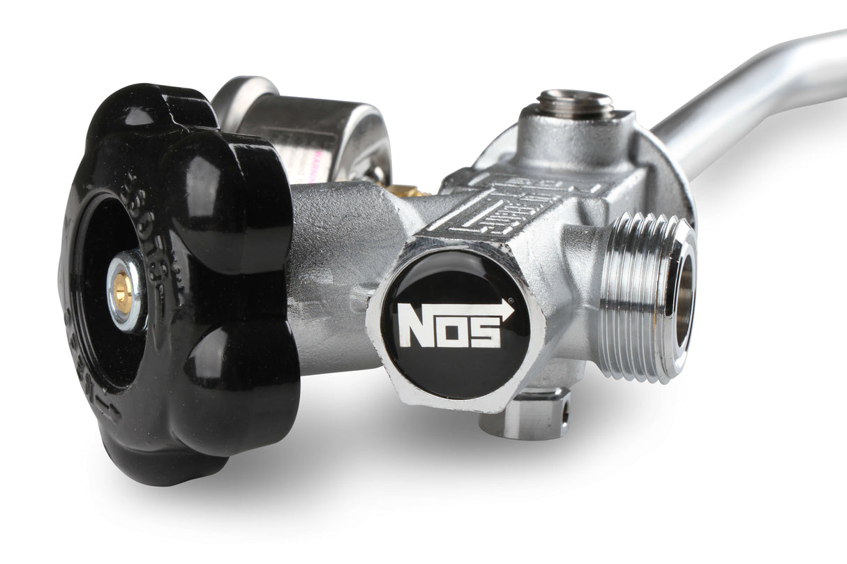 NOS® 10 LB. BOTTLE SUPER HI-FLOW VALVE ASSEMBLY WITH SIPHON TUBE & GAUGE - 10 Second Racing