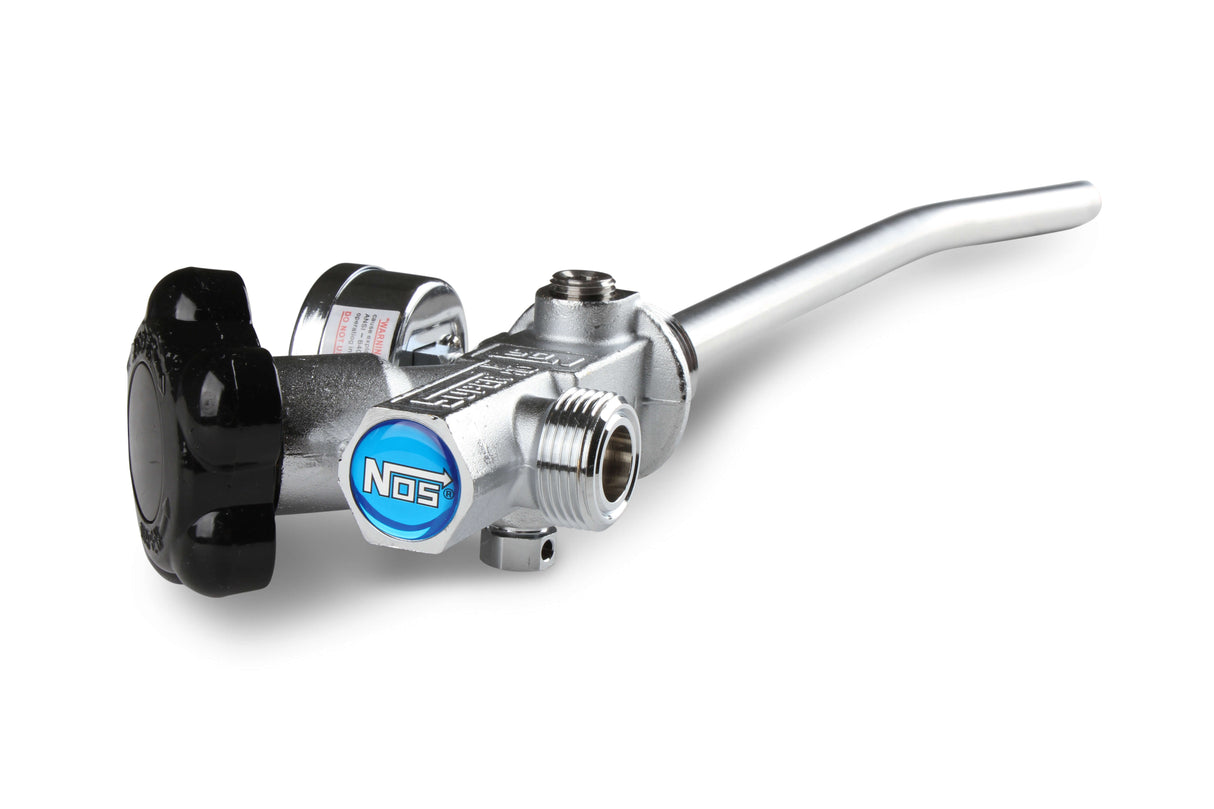 NOS® 5 LB. BOTTLE SUPER HI-FLOW VALVE ASSEMBLY WITH SIPHON TUBE & GAUGE - 10 Second Racing