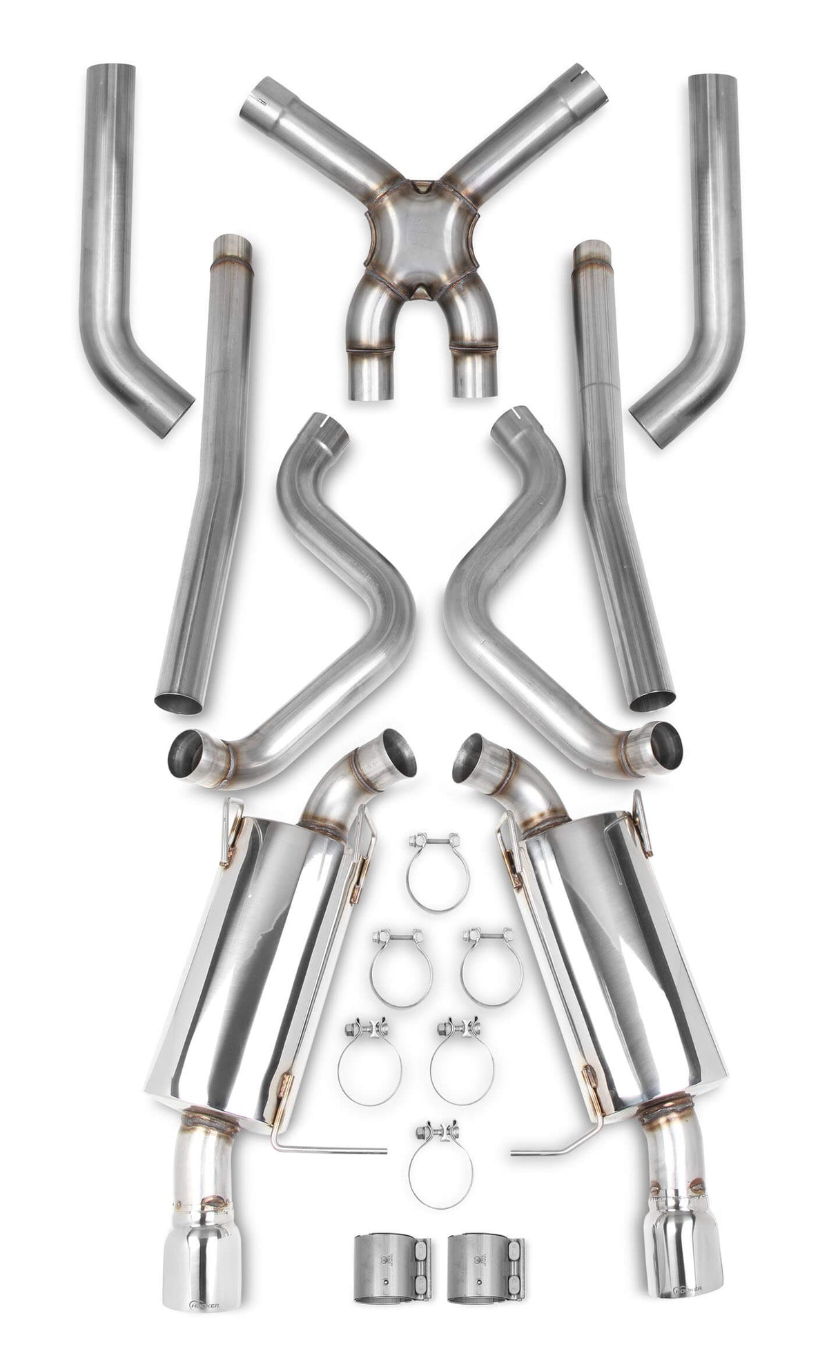 Hooker (11-14) Mustang V6 304SS 2.5" Header-Back System with X-Pipe (With Mufflers)
