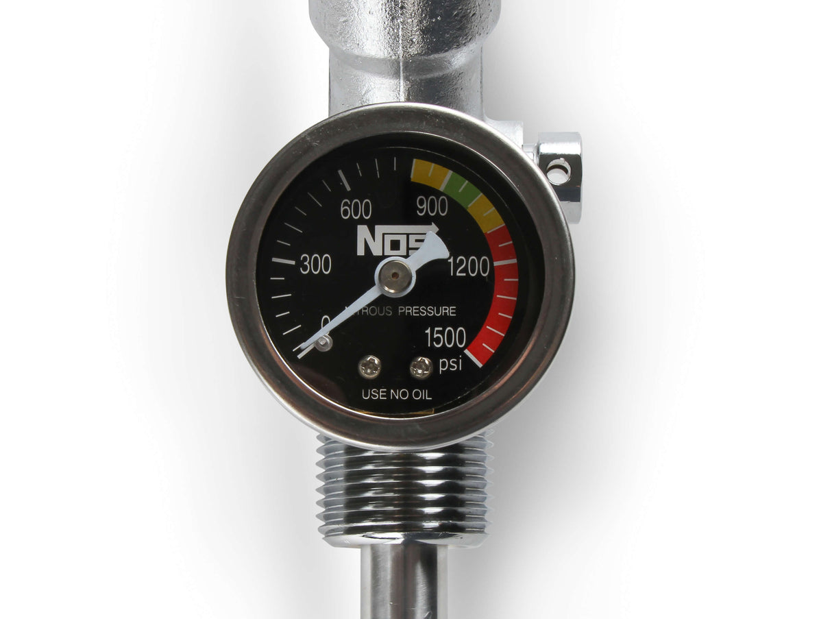 NOS® 10 LB. BOTTLE SUPER HI-FLOW VALVE ASSEMBLY WITH SIPHON TUBE & GAUGE - 10 Second Racing