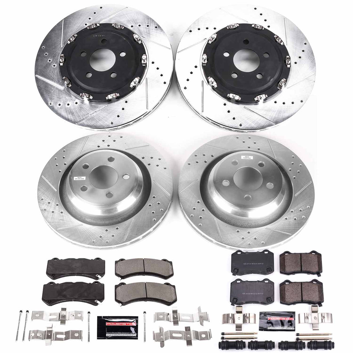 Power Stop® (15-23) Mopar SRT 1-Click Z23 Evolution Sport Drilled/Slotted Brake Kit (6-Piston Front Calipers)