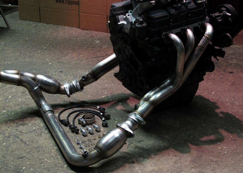 RIPP® (07-11) Wrangler JK 304SS 1-3/8" x 3" Long Tube Headers with Catted Mid-Pipes
