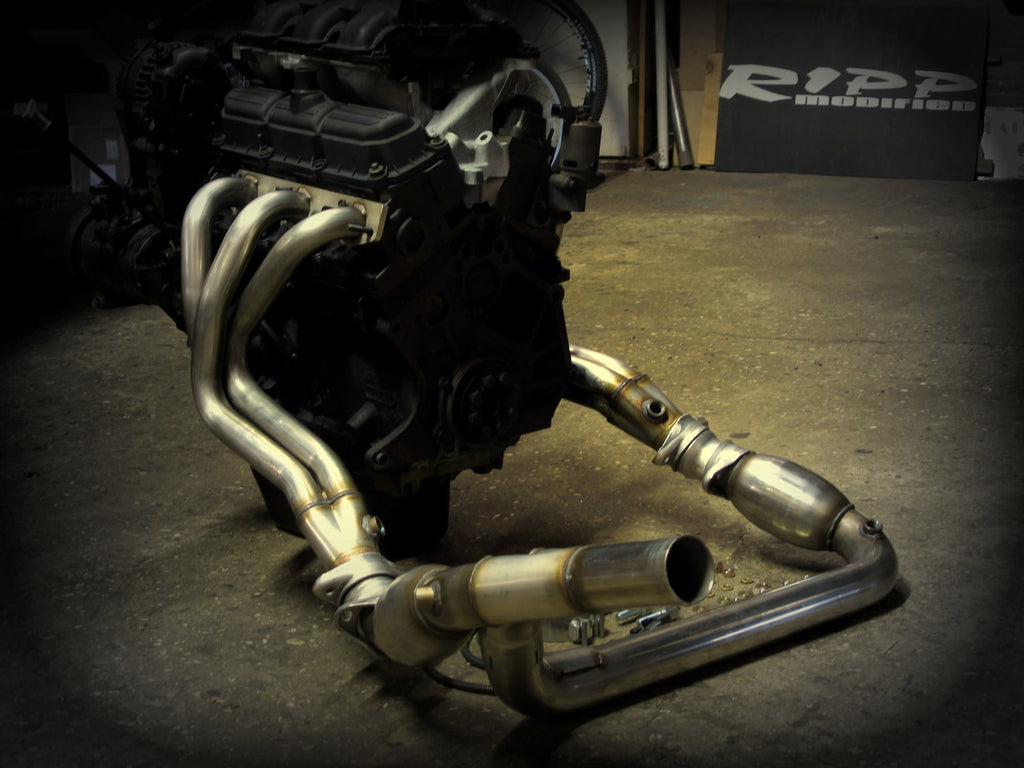 RIPP® (07-11) Wrangler JK 304SS 1-3/8" x 3" Long Tube Headers with Catted Mid-Pipes