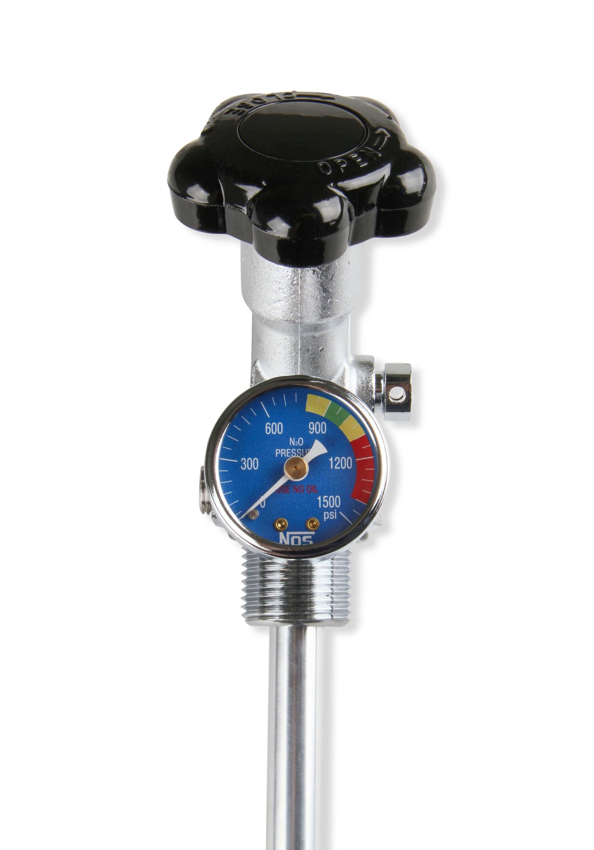 NOS® 15LB. & 20 LB. BOTTLE SUPER HI-FLOW VALVE ASSEMBLY WITH SIPHON TUBE AND BLUE GAUGE - 10 Second Racing