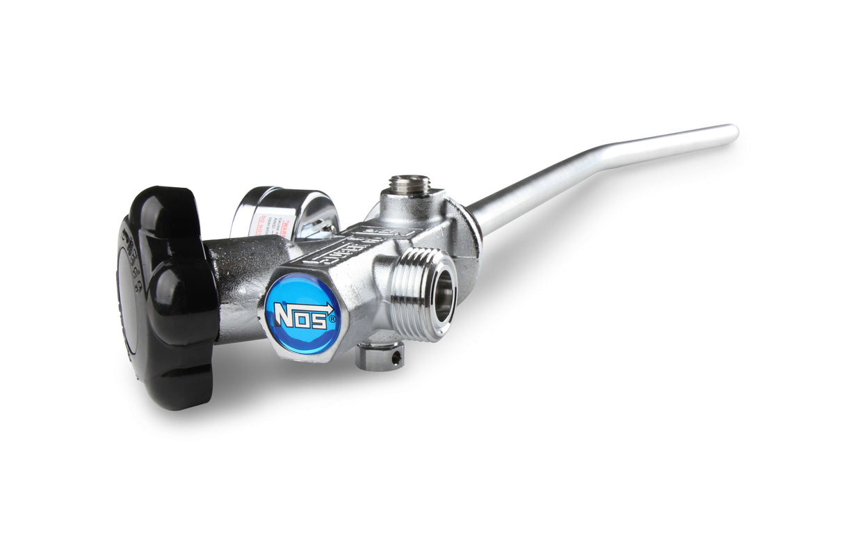 NOS® 10 LB. BOTTLE SUPER HI-FLOW VALVE ASSEMBLY WITH SIPHON TUBE & GAUGE - 10 Second Racing
