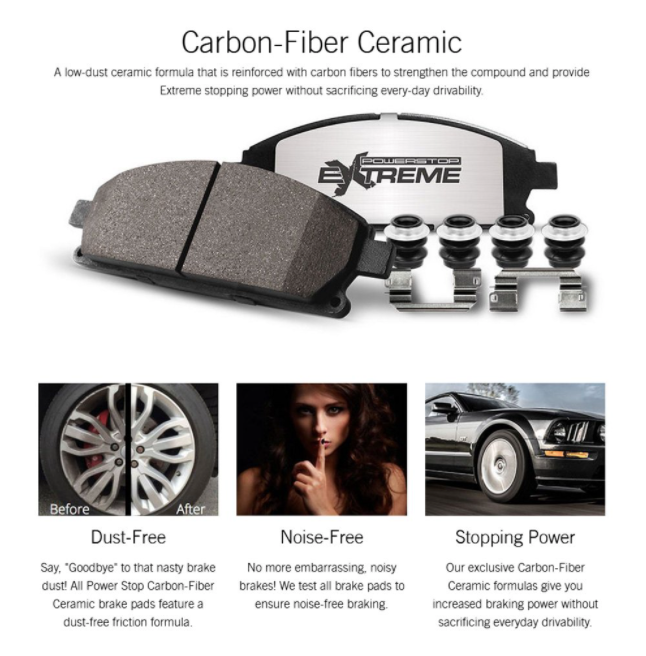 Power Stop® (16-23) Camaro 2.0L Z26 Extreme Street Carbon-Fiber Ceramic Brake Pads