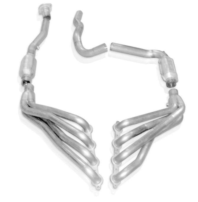 Stainless Works® (03-06) Silverado/Sierra 304SS 1-3/4" x 2-1/2" Long Tube Headers with Catted Mid-Pipes