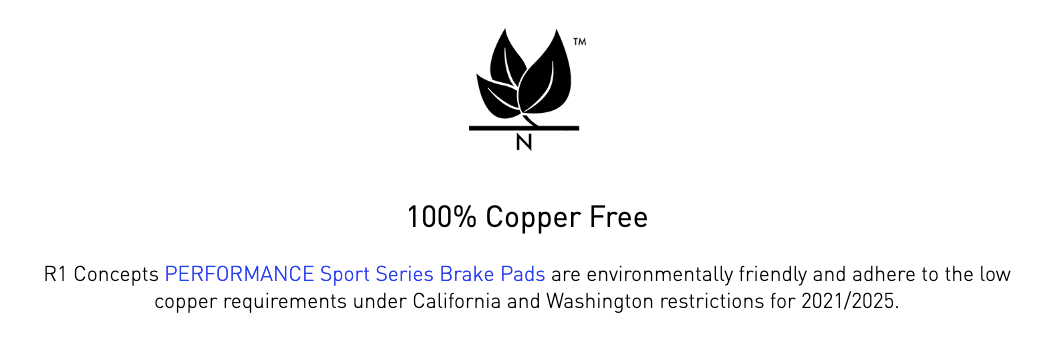 R1 Concepts® (15-23) Mustang EcoBoost Performance Sport Series Rear Brake Pads (4-PISTON FRONT CALIPERS)
