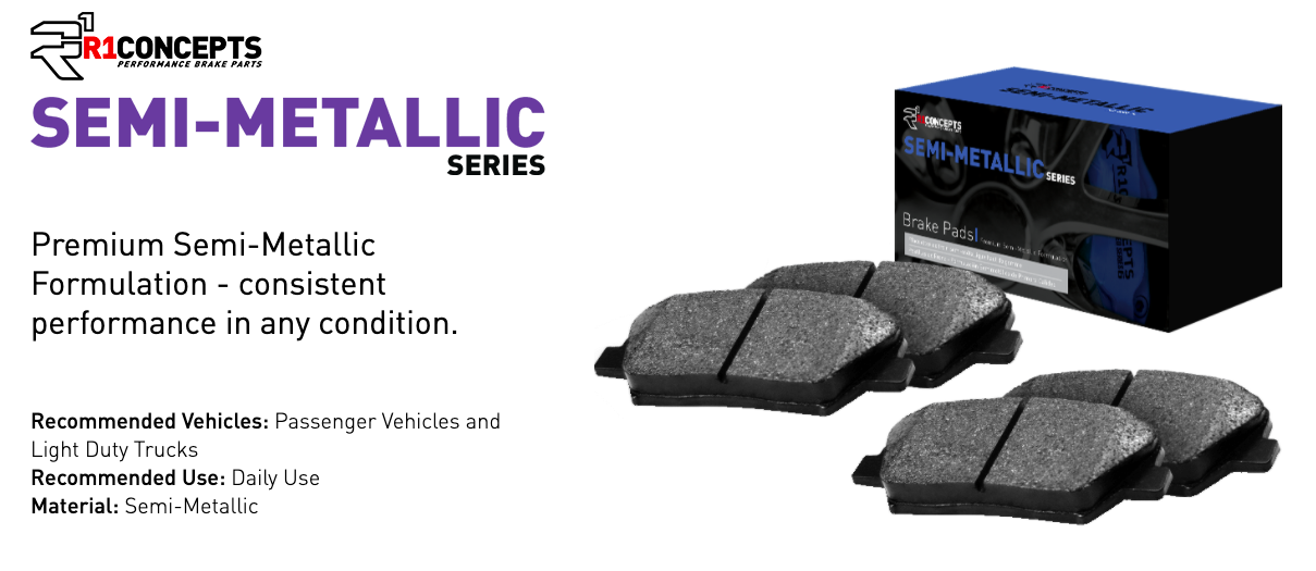 R1 Concepts® (11-14) Mustang GT Semi-Metallic Series Brake Pads (MANUAL TRANSMISSION)