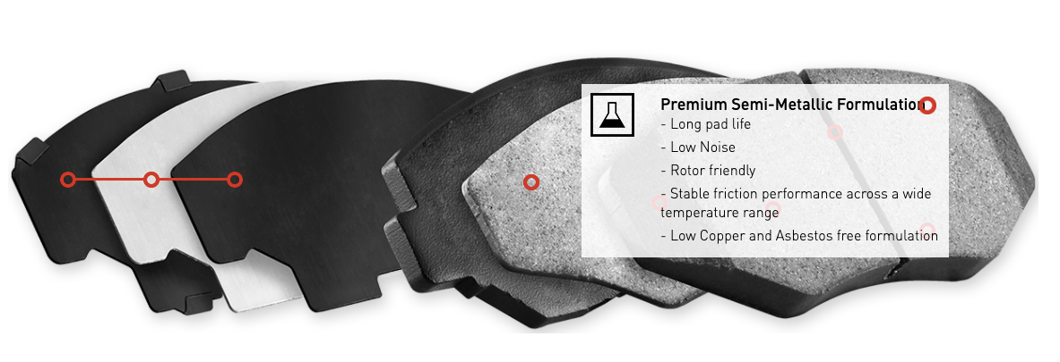 R1 Concepts® (17-19) Corvette Grand Sport Semi-Metallic Series Brake Pads (Carbon Ceramic Rotors)