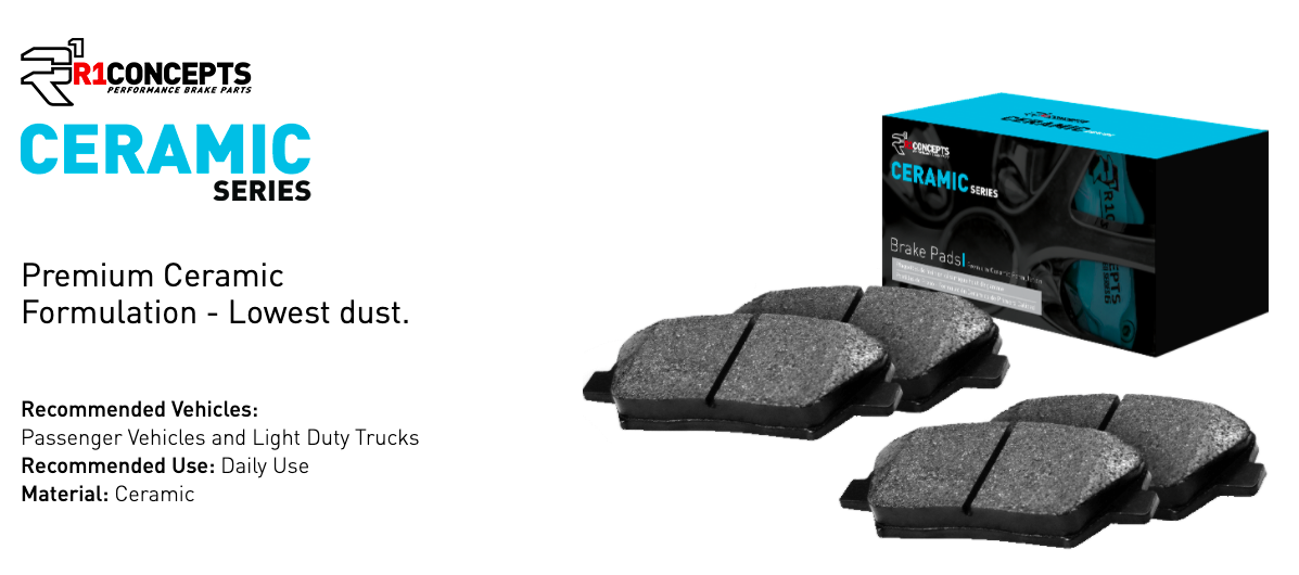 R1 Concepts® (17-19) Corvette Grand Sport Ceramic Series Brake Pads (IRON ROTORS)