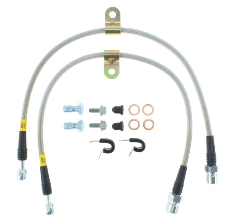 Stoptech® (11-23) Mopar V8 Front Hydraulic Brake Hoses (4-Piston Brembo Calipers)