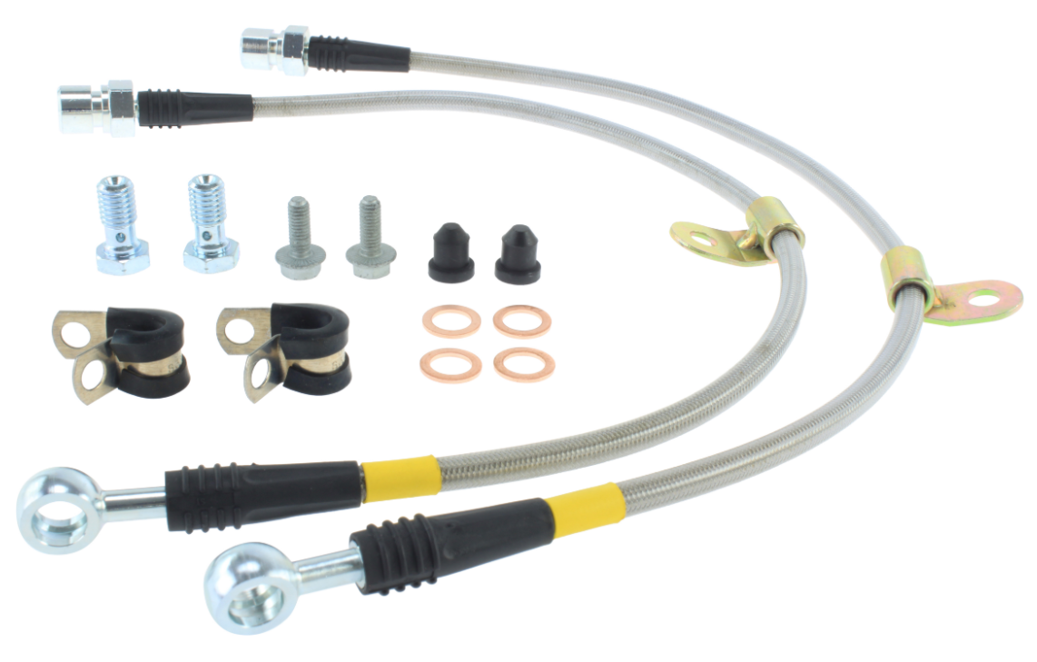 Stoptech® (11-23) Mopar V8 Front Hydraulic Brake Hoses (4-Piston Brembo Calipers)