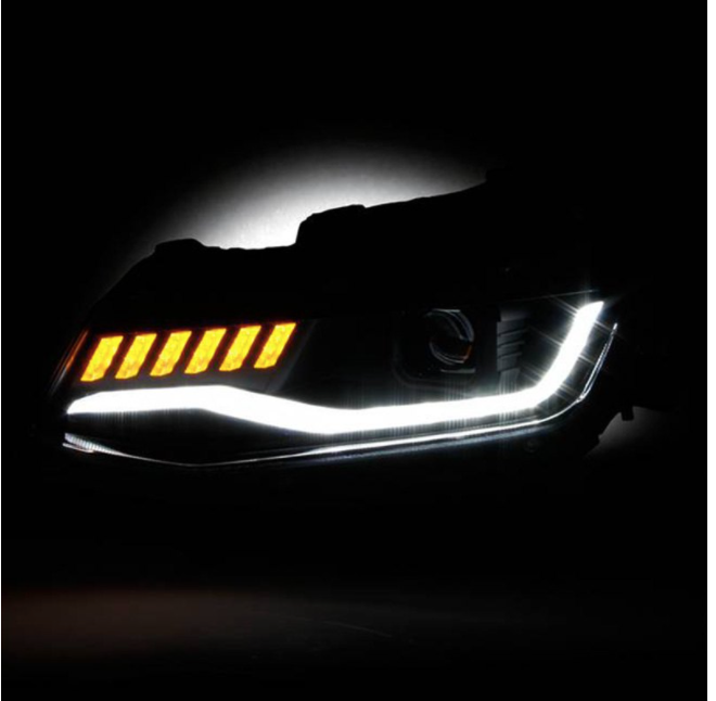 Spyder® (16-18) Camaro 6th Gen Black LED DRL Bar Projector Headlights with Sequential Turn Signal