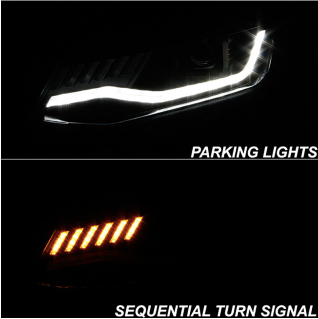 Spyder® (16-18) Camaro 6th Gen Black LED DRL Bar Projector Headlights with Sequential Turn Signal