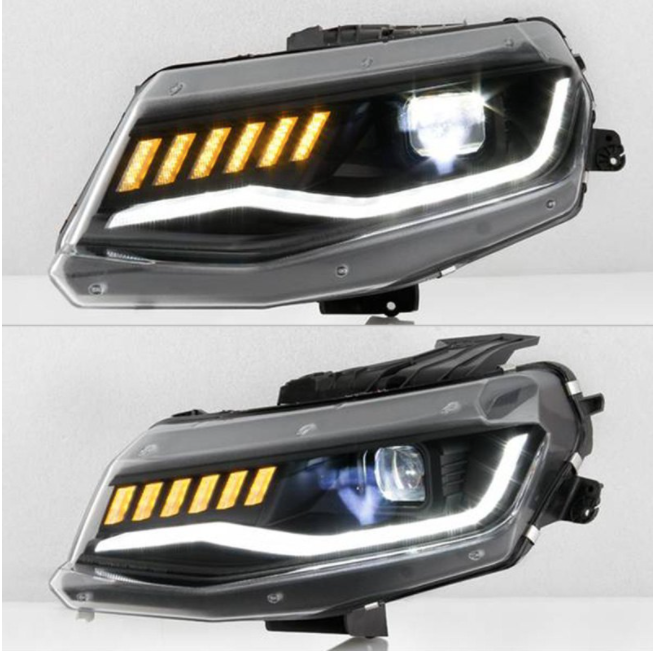 Spyder® (16-18) Camaro 6th Gen Black DRL Bar Projector LED Headlights with Sequential Turn Signal