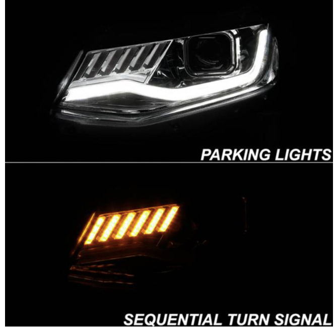Spyder® (16-18) Camaro 6th Gen Chrome LED DRL Bar Projector Headlights with Sequential Turn Signal