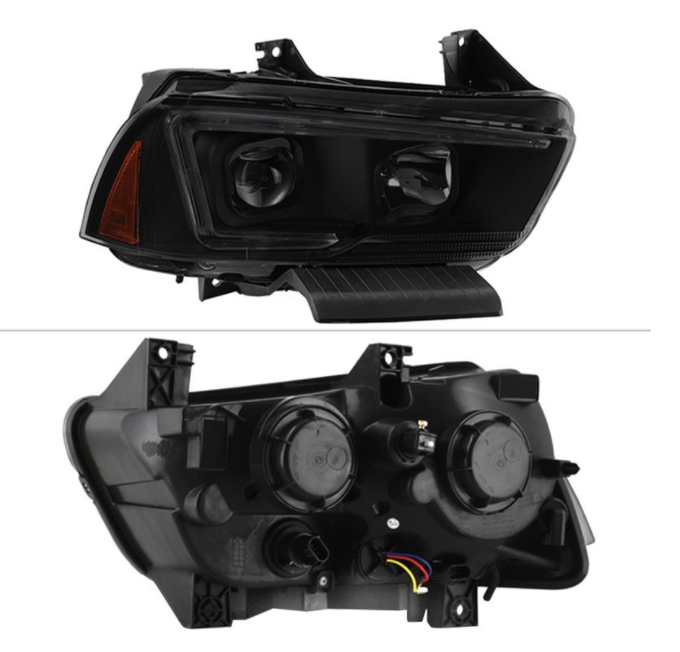 Spyder® (06-14) Charger Black/Smoke LED DRL Bar Projector Headlights (HALOGEN)