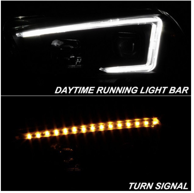 Spyder® (06-14) Charger Black/Smoke LED DRL Bar Projector Headlights (HALOGEN)