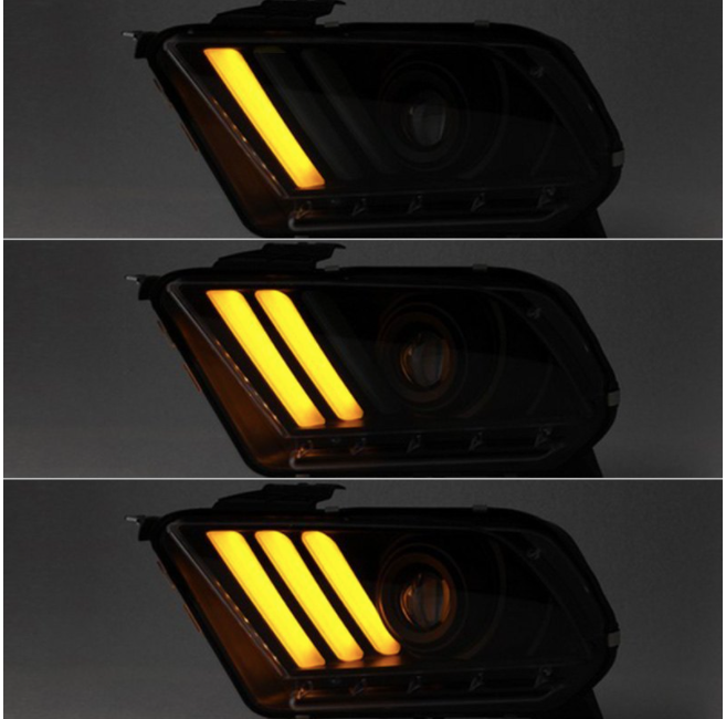 Spyder® (11-14) Mustang Black Sequential LED DRL Bar Projector Headlights (HALOGEN)