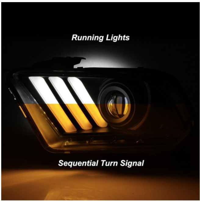 Spyder® (11-14) Mustang Black Sequential LED DRL Bar Projector Headlights (HALOGEN)